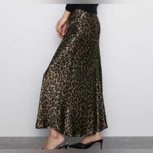 Zara midi animal silk skirt